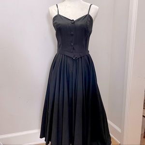 Vintage Matthews Beverly Hills 50s Black Cotton Sundress, sz S